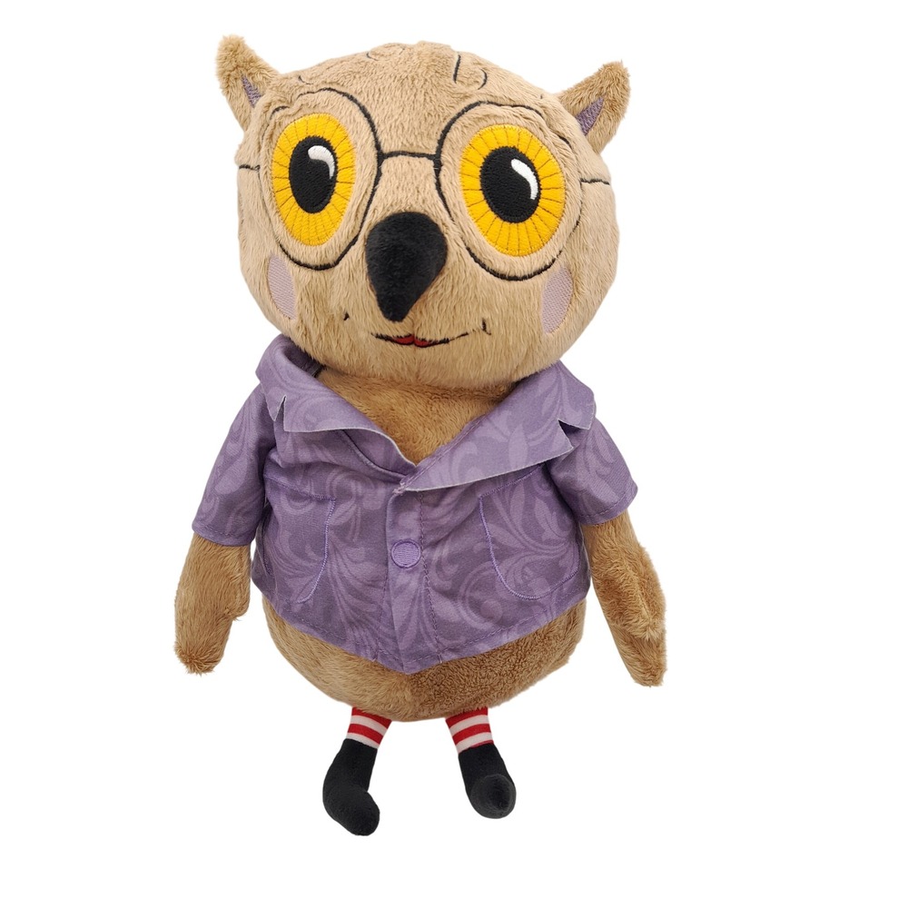 IKEA Kattuggla Owl Plush Stuffed Animal Tan Purple Shirt Glasses 004.142.84 13"